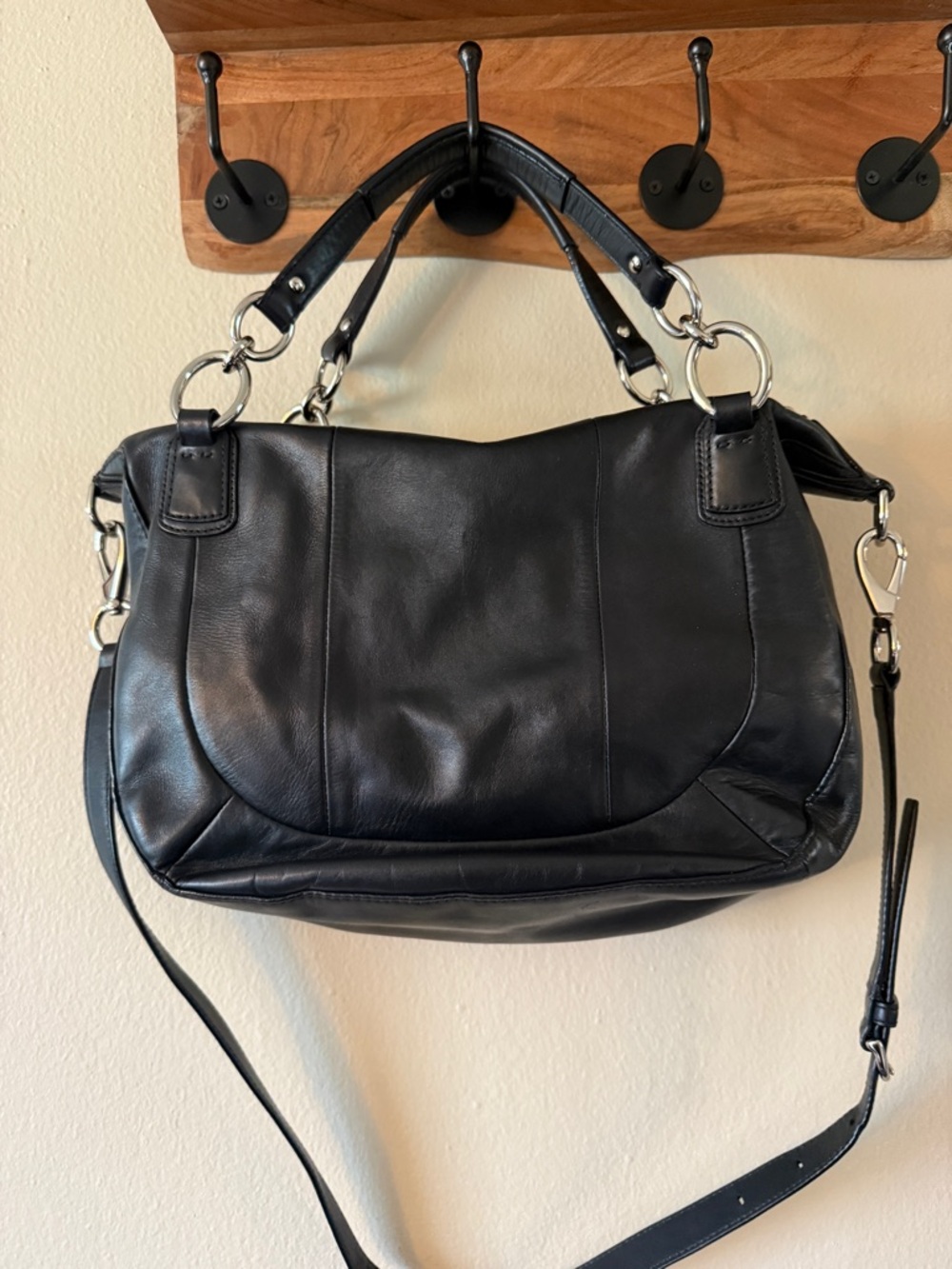 Coach Kristin Black Woven Leather Satchel Bag 2010s Silver Hardware 19312 - Picture 3 of 7